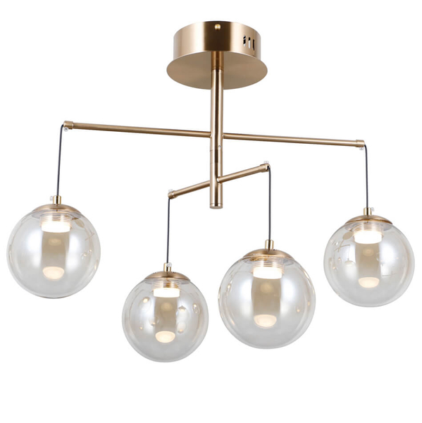 Szklana lampa sufit Velada PND-34381-4-HBR LED 80W 3000K złoty bursztynowy