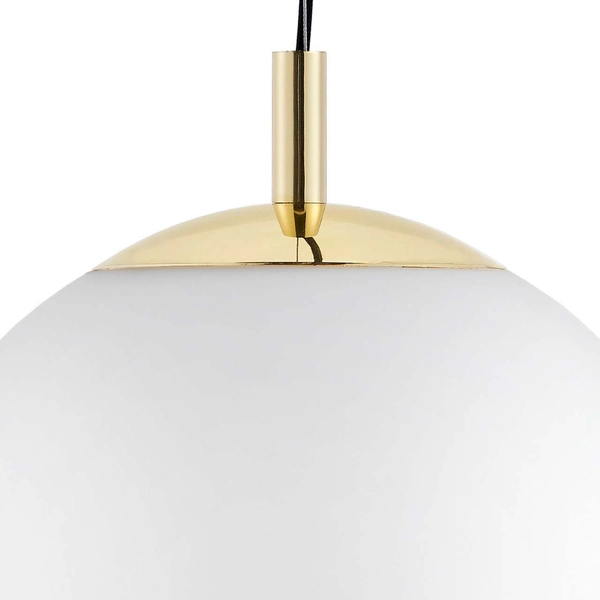 Wisząca LAMPA skandynawska ALUR 10727105 Kaspa kulista OPRAWA szklany ZWIS kula ball hygge złota biała