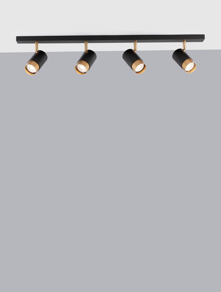 Lampa sufitowa Cayes listwa z reflektorkami czarna złota