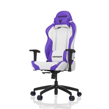 Fotel do gier S-line z regulacją ekoskóra biała fioletowa