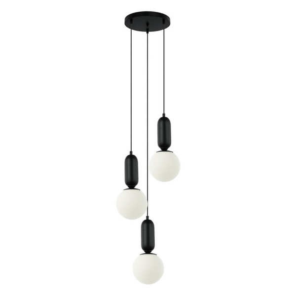Wisząca lampa jadalniana Aldeva kaskada balls czarna biała
