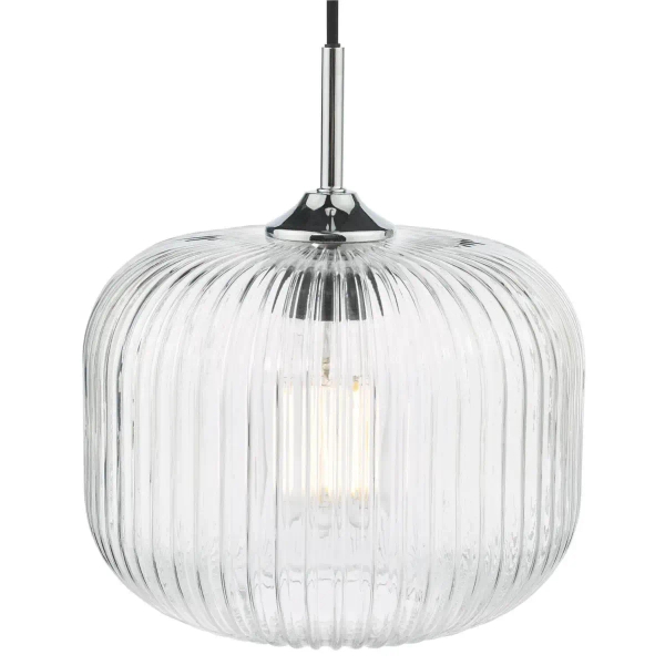 Regulowana wisząca lampa Demarius DEM0108 ryflowany szklany przezroczysty