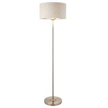 Abażurowa lampa stojąca Highclere 112232 tkaninowa brązowa chrom