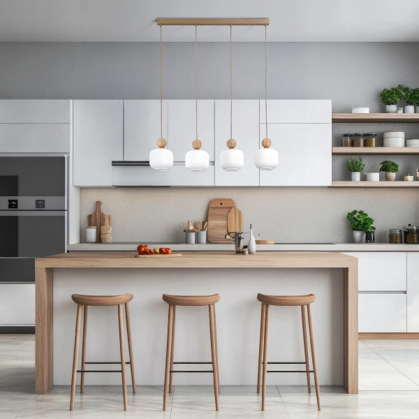 Lampa wisząca nad stół Ballo 11051 podłużna na belce biały beżowy