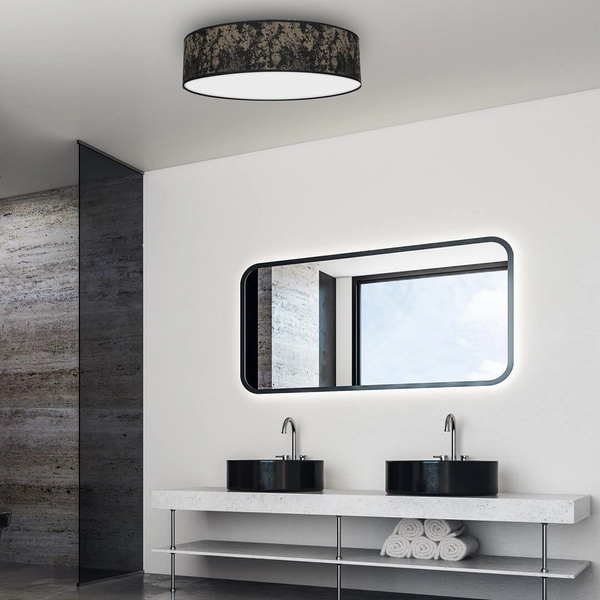 Natynkowa lampa gabinetowa Satino abażur czarny złoty