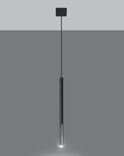 LAMPA wisząca SL.0885 okrągła OPRAWA metalowy ZWIS tuba czarna chrom