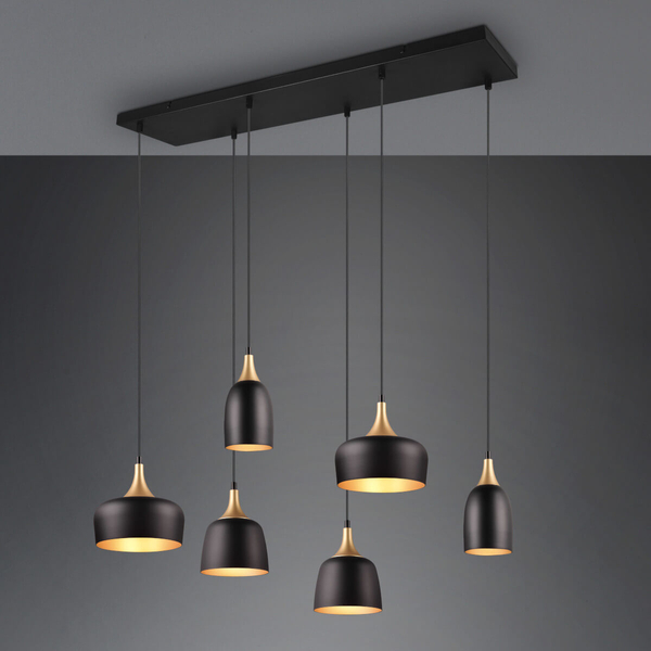 Wisząca salonowa lampa CHIRAZ 310500632 Trio metalowa czarny złoty