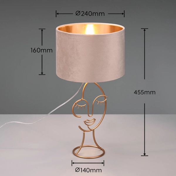 Stołowa lampa Mary R51221044 RL Light face miedziana beżowa