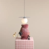 Szklana lampa wisząca Loop 1125G16_S Aldex kula ball biała niebieska