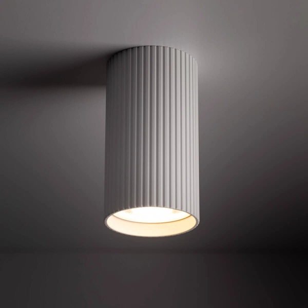 Nasufitowa lampa salonowa Tune 10023 tubka loftowa prążkowana biała