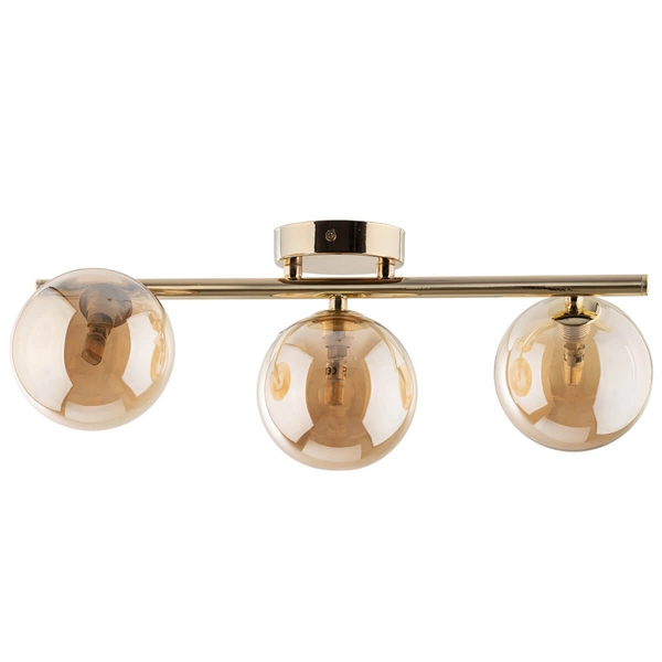 Lampa natynkowa do salonu Estera 5418 kule bańki bursztynowa złota