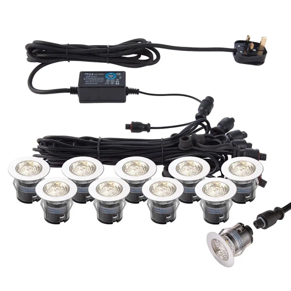 Tarasowe oczka zestaw 10 sztuk IKON 73348 LED 0,75W 3000-4000K IP67 srebrne