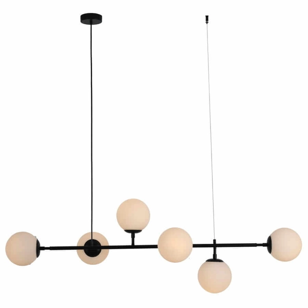 Modernistyczna lampa wisząca ALISA LP-005/6P WH Light Prestige metalowa oprawa szklane kule zwis złoty biały