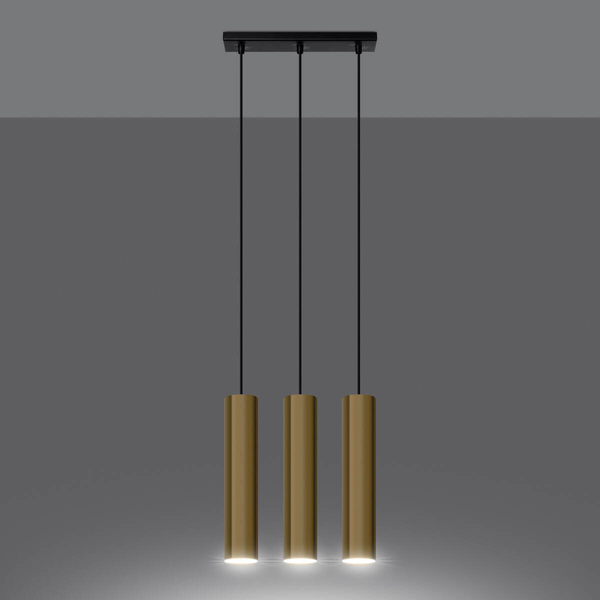 Lampa wisząca potrójna Lagos SL.1201 do salonu tuba modernistyczna złota