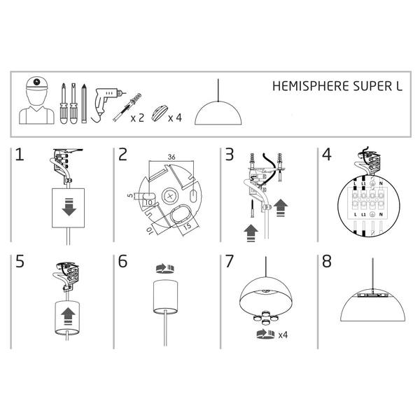 Lampa wisząca glamour Hemisphere Super 10700 Nowodvorski kopuła biała złota