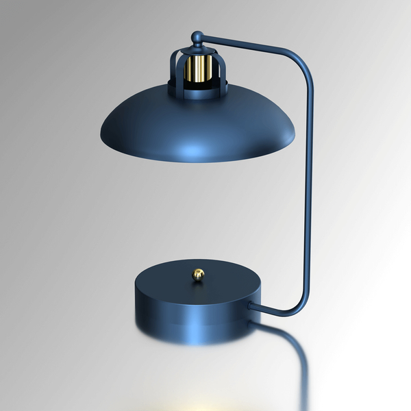 Gabinetowa lampa stojąca Felix na biurko niebieska złota