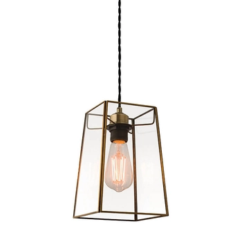 Wisząca lampa retro Beaumont 60892 szklana przezroczysty mosiądz
