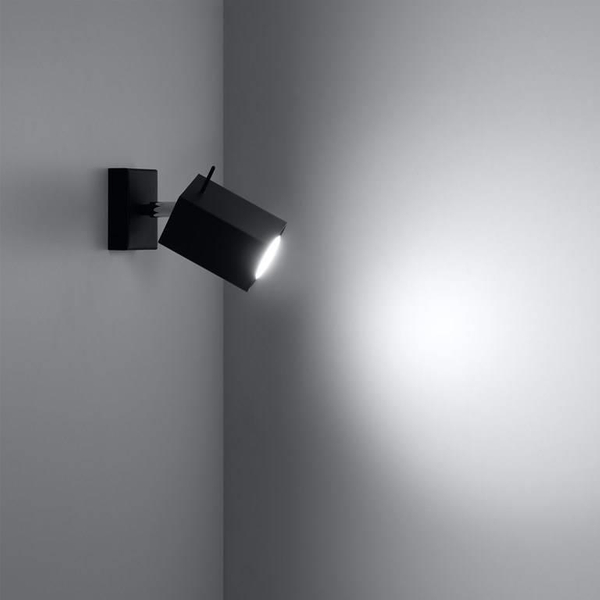 Kinkiet LAMPA ścienna SL.0099 regulowana OPRAWA metalowy reflektorek prostokątny czarny