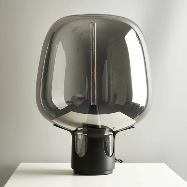 Stołowa lampka przydymiona FATA ST-7278-S BLACK bańka do sypialni czarny