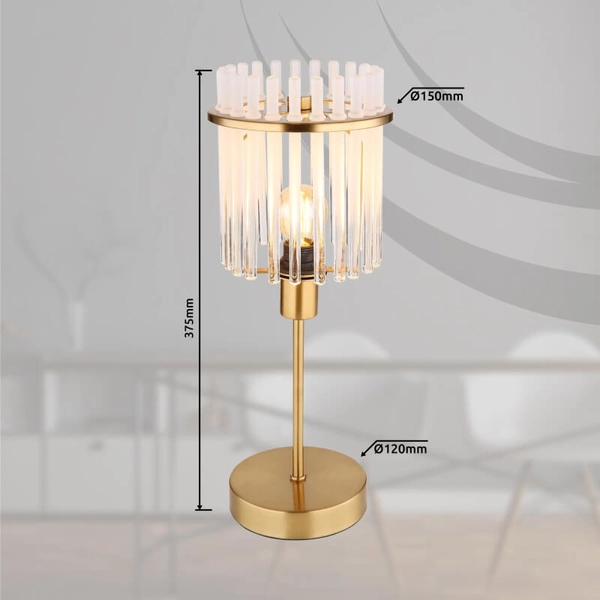 Stołowa lampka glamour GORLEY 15698TM szklana na komodę złota