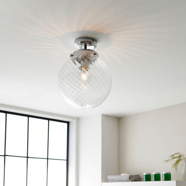 Kulista lampa sufitowa Milston 96488 IP44 szklana chrom przezroczysty