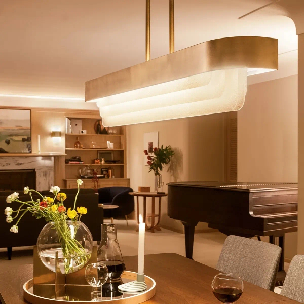 Podłużna lampa wisząca Serene KL-SERENE-LED-LP-92-NBR LED 40W 3000K mosiądz