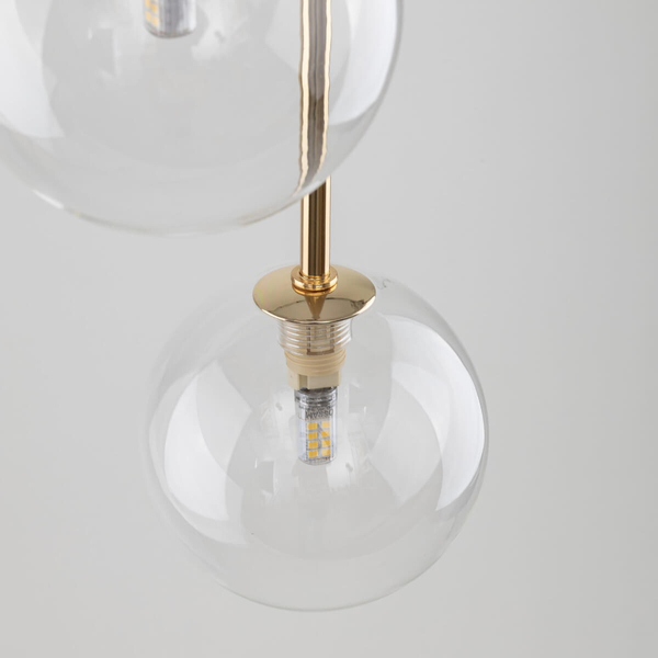 Zwisająca lampa do salonu Nilos 5942 bańka przezroczysta złota