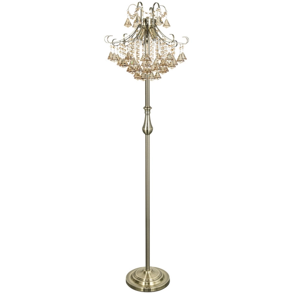 LAMPA podłogowa Barcelona 6248/4F 21QG Elem glamour OPRAWA stojąca z kryształkami szklana mosiądz bursztynowa