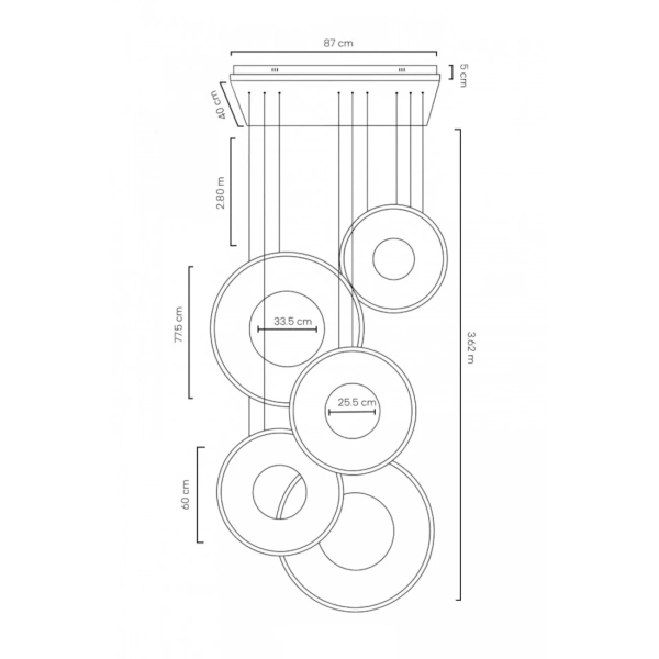 Wisząca lampa transparentna złota STARDUST LED 120W 3000K MSE1501100587