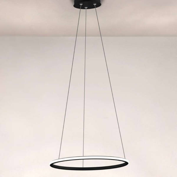 LAMPA wisząca SLIM/000054/3000/B MDECO okrągła OPRAWA metalowy ZWIS LED 56W 3000K ring czarny