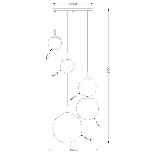 LAMPA wisząca VARUS 15855-5 Globo OPRAWA kaskada szklane kule balls złota przezroczysta