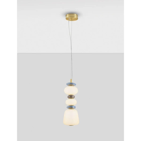 Porcelanowa lampa wisząca FELANZO LE45240 biała złota niebieska