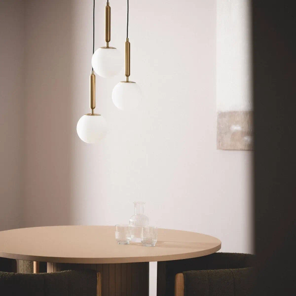 Kulista wisząca lampa Palazzo ABR-LWPAL-3XE27 szklana kule balls białe złote