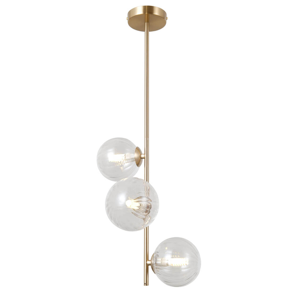 Kulista lampa sufitowa Toledo PND-40717-3-HBR szklana złoty przezroczysty