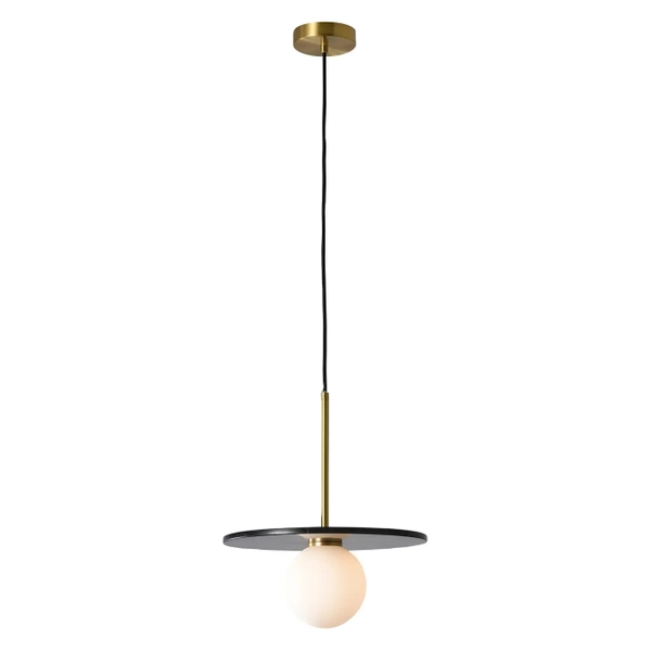 Marmurowa lampa wisząca Bilo PL0136-BK Yaskr kula biała czarna mosiądz