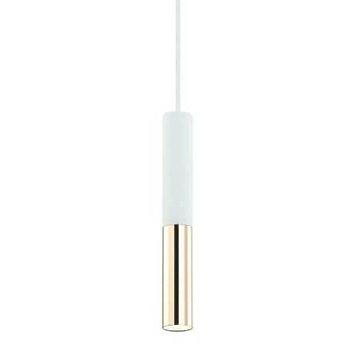 Wisząca LAMPA industrialna Slimi S Bianco / Gold Orlicki Design metalowa OPRAWA zwis tuba biała złota OUTLET