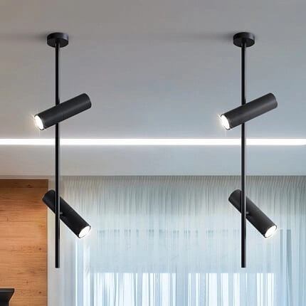 Zwisowa lampa Elti C021CL-02B tuby do jadalni czarne