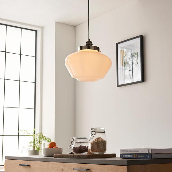 Wisząca lampa do jadalni Camberley 96174 szklana srebrny biały