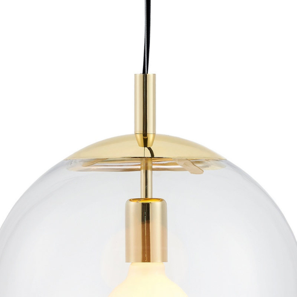 Wisząca LAMPA hygge ALUR 10738109 Kaspa szklana OPRAWA kulisty ZWIS skandynawski kula ball złota przezroczysta