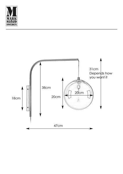 Szklana lampa ścienna Dione 108419 Markslojd kula ball przydymiona