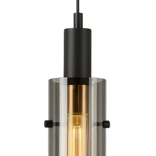 Szklana lampa wisząca do jadalni SELENA CGSELENA60BK tuba czarny