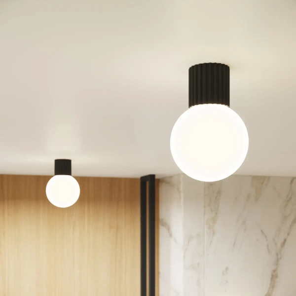 Kulista lampa sufitowa HALO SL.1713 okrągła szklana biała czarna