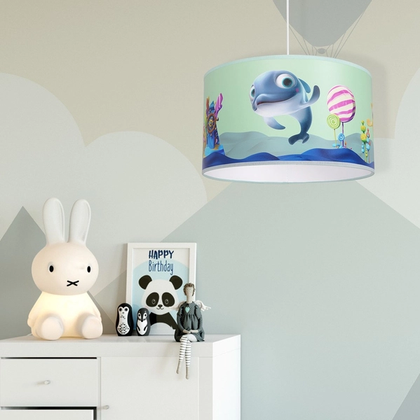 Dziecięca LAMPA wisząca MINIMINI MLP6802 Milagro okrągła OPRAWA delfinek ZWIS abażurowy multikolor