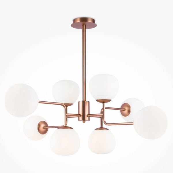 LAMPA sufitowa ERICH MOD221-PL-08-G Maytoni modernistyczna OPRAWA plafoniera molekuły szklane kule miedziana