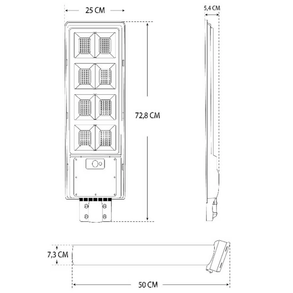 Solarna uliczna latarnia 298 Domeno LED 360W 6000K IP66 metalowa czarna