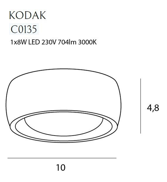 LAMPA sufitowa KODAK C0135 Maxlight natynkowa OPRAWA okrągła LED 8W 3000K plafon biały