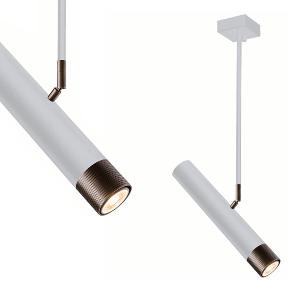 Lampa sufitowa EIDO 0361 metalowa reflektor podłużna biały patyna