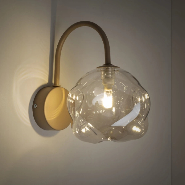 Ścienna lampa glamour Lava Sabia 11152 kula bursztynowa koniak
