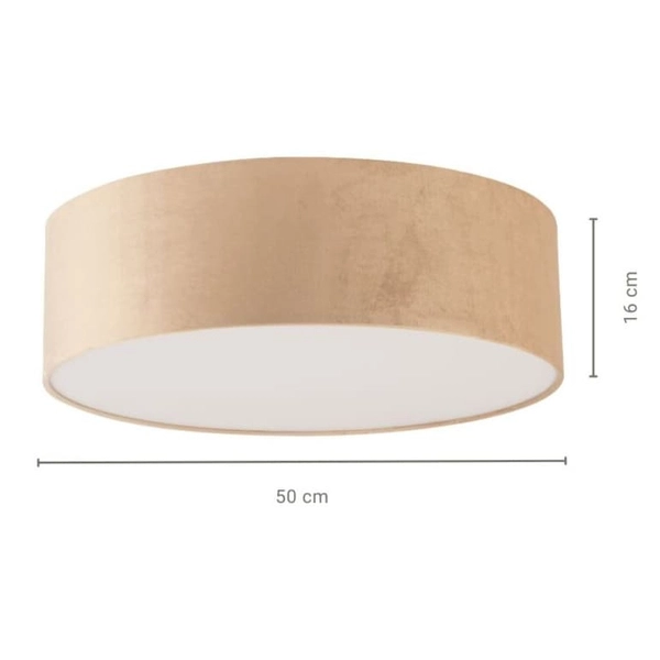 Sypialniana lampa sufitowa Soft 40655 Sigma okrągła welurowa beżowa
