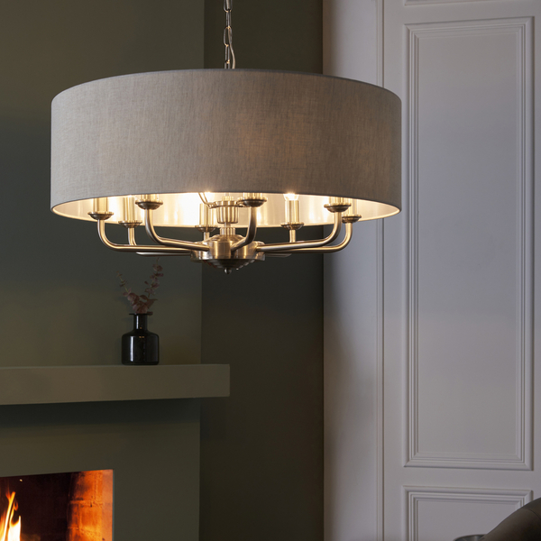 Żyrandol do salonu Highclere 99152 Endon łańcuch klasyczny beż chrom